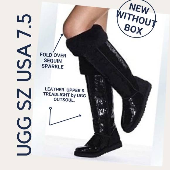 UGG Over the Knee Button Bailey Black Sequins. Rare & limited edition. SZ 7.5